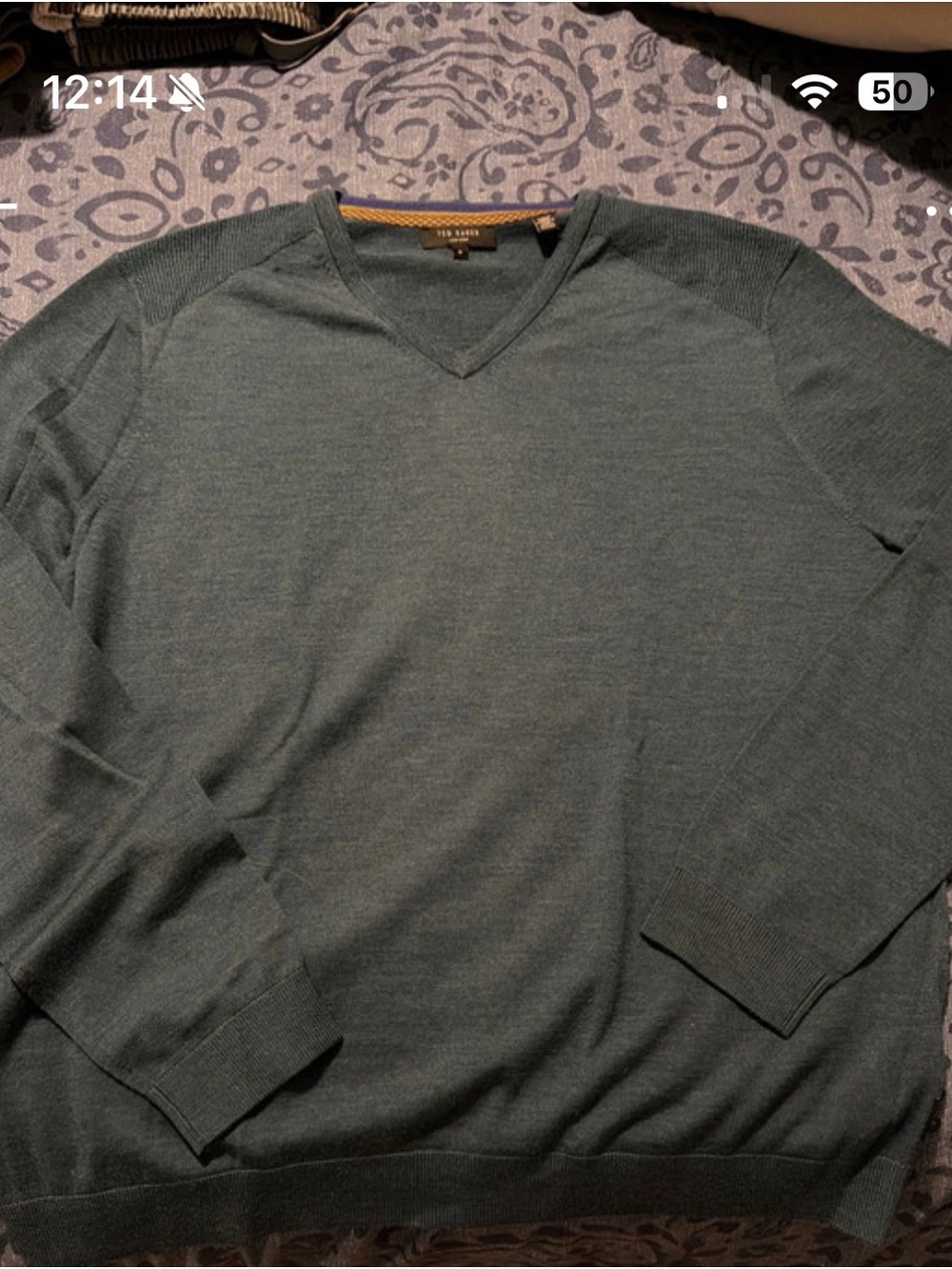 Ted Baker Men's V-Neck Sweater in Teal Green